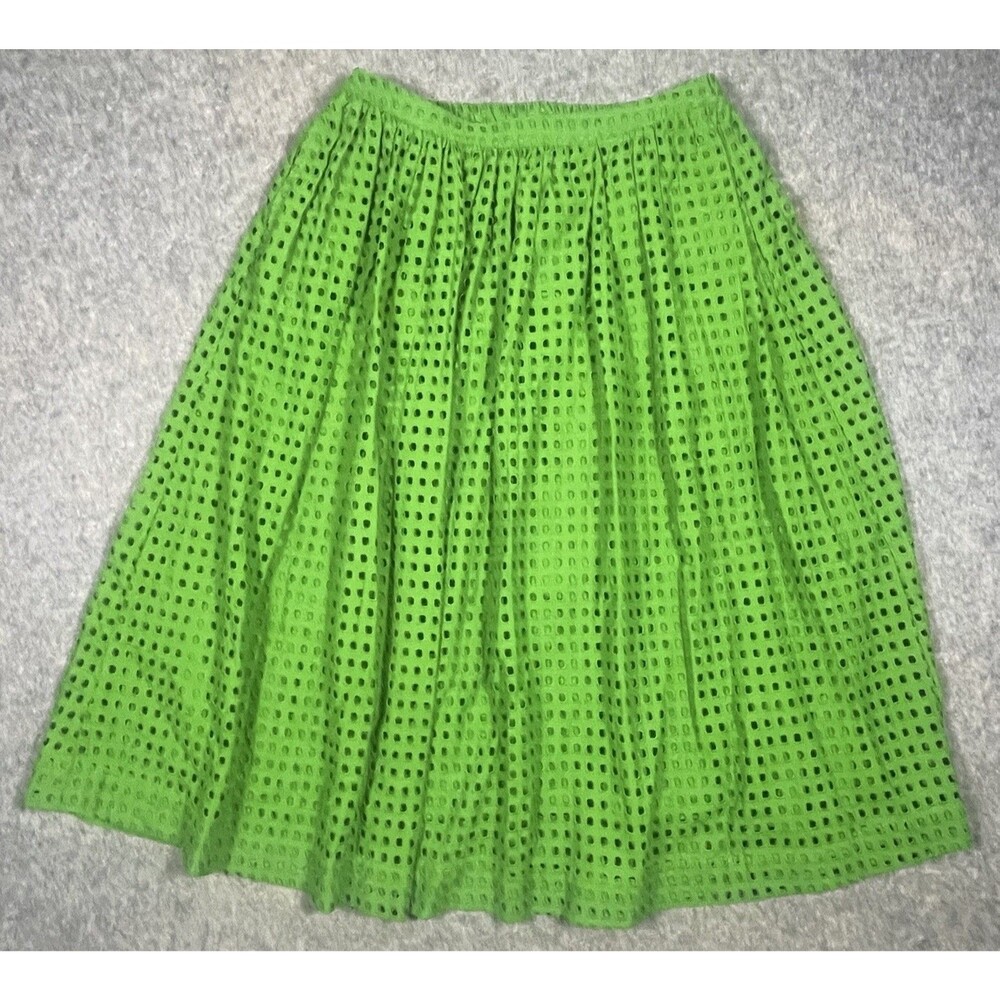 Kate Spade New York + Target Green Eyelet Cotton Lined Volume Midi Skirt Medium